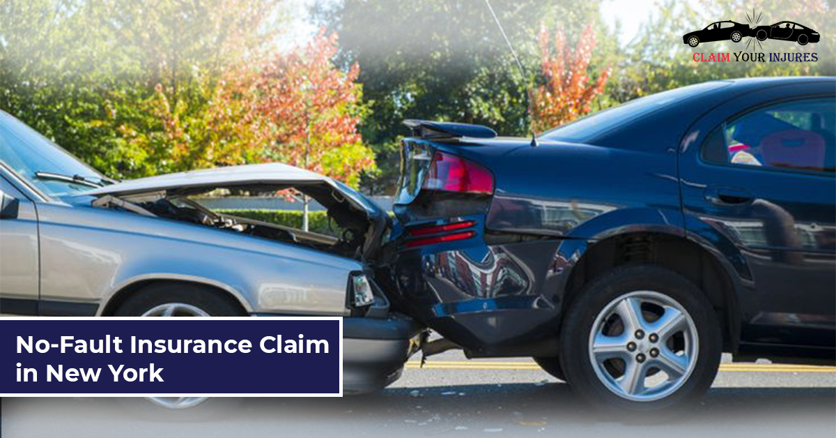 Two-car rear-end collision on a sunny day, illustrating the importance of no-fault insurance claims in New York.